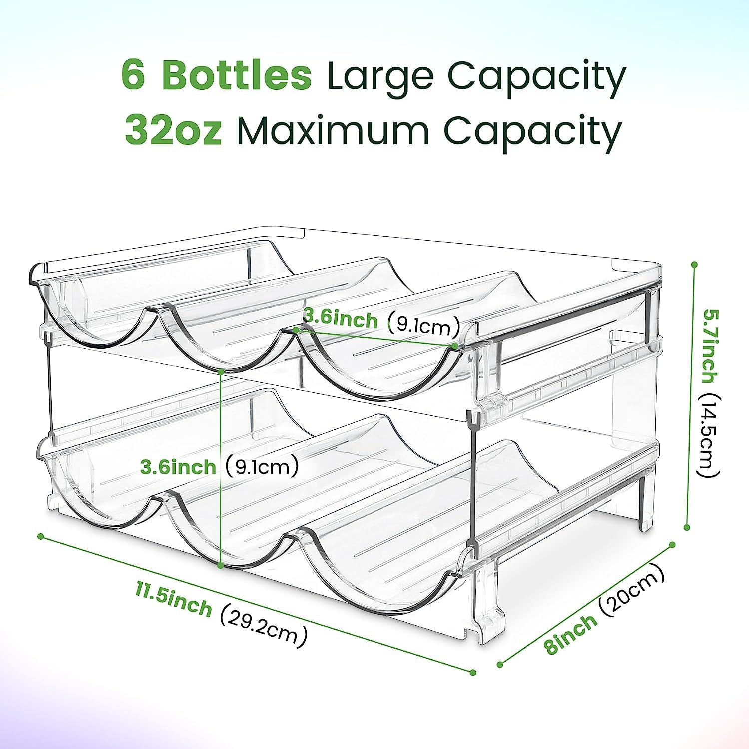 Water Bottle Storage Organizer Set - 2-Pack Stackable Rack for Cabinet Use