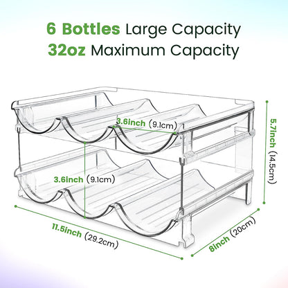 Water Bottle Storage Organizer Set - 2-Pack Stackable Rack for Cabinet Use